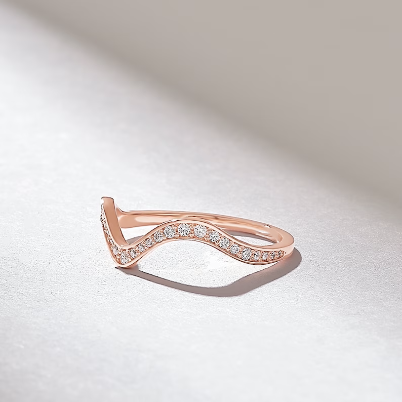Solid Gold Diamond Alternating Pave Stacking Ring