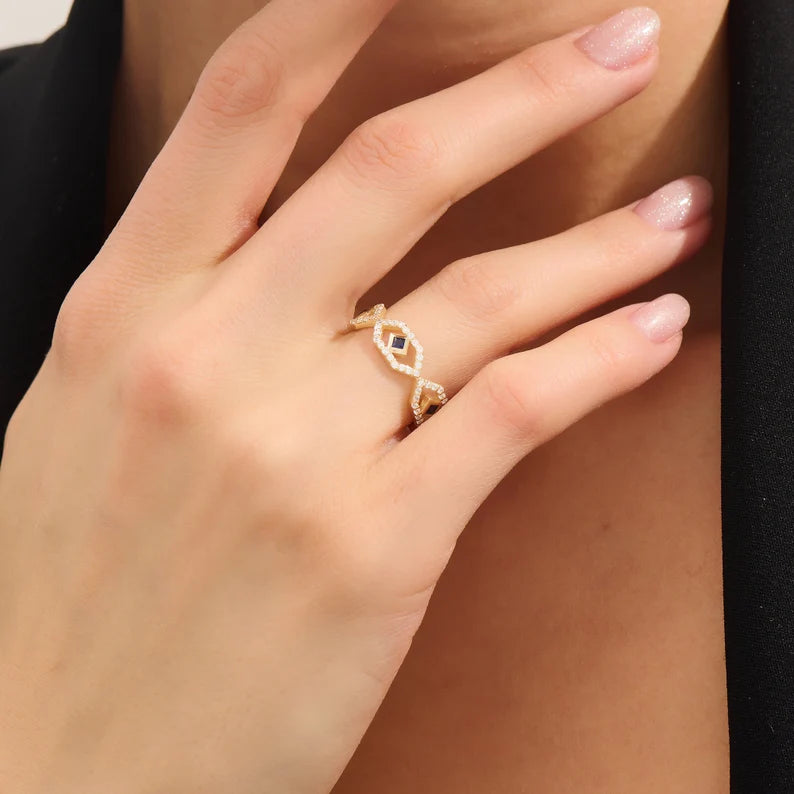 Solid Gold Natural Sapphire Ring