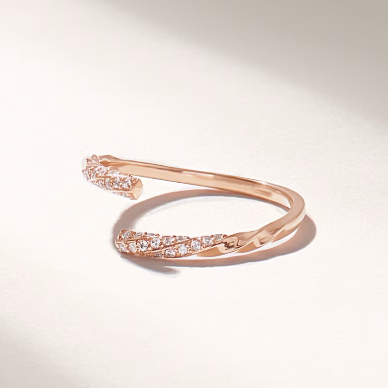 Solid Gold Twisted Wrap Around Ring
