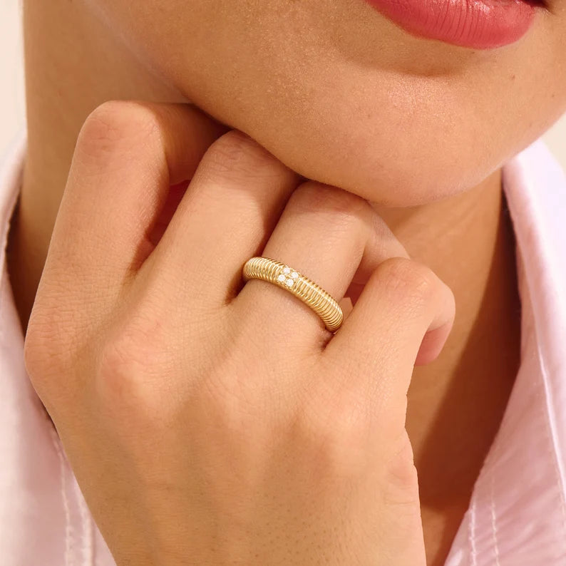 Solid Gold Eternity Line Wedding Band