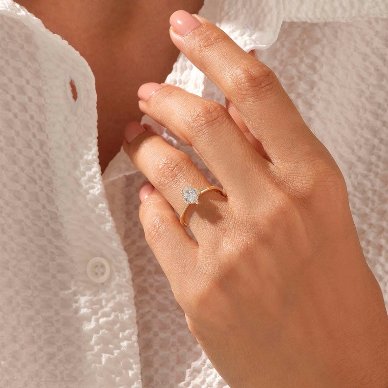 Solid Gold Solid Vintage Inspired Diamond Solitaire Engagement Ring