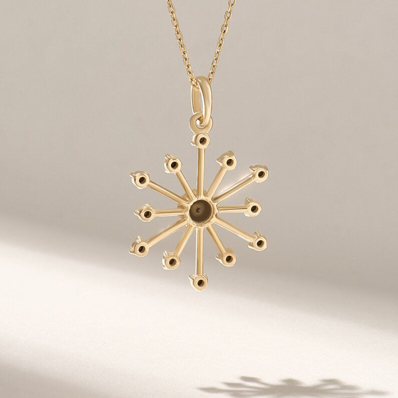 Solid Gold Black Diamond Starburst Necklace