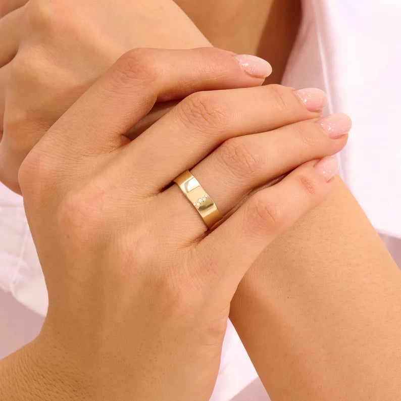 Solid Gold Wavy Wedding Band