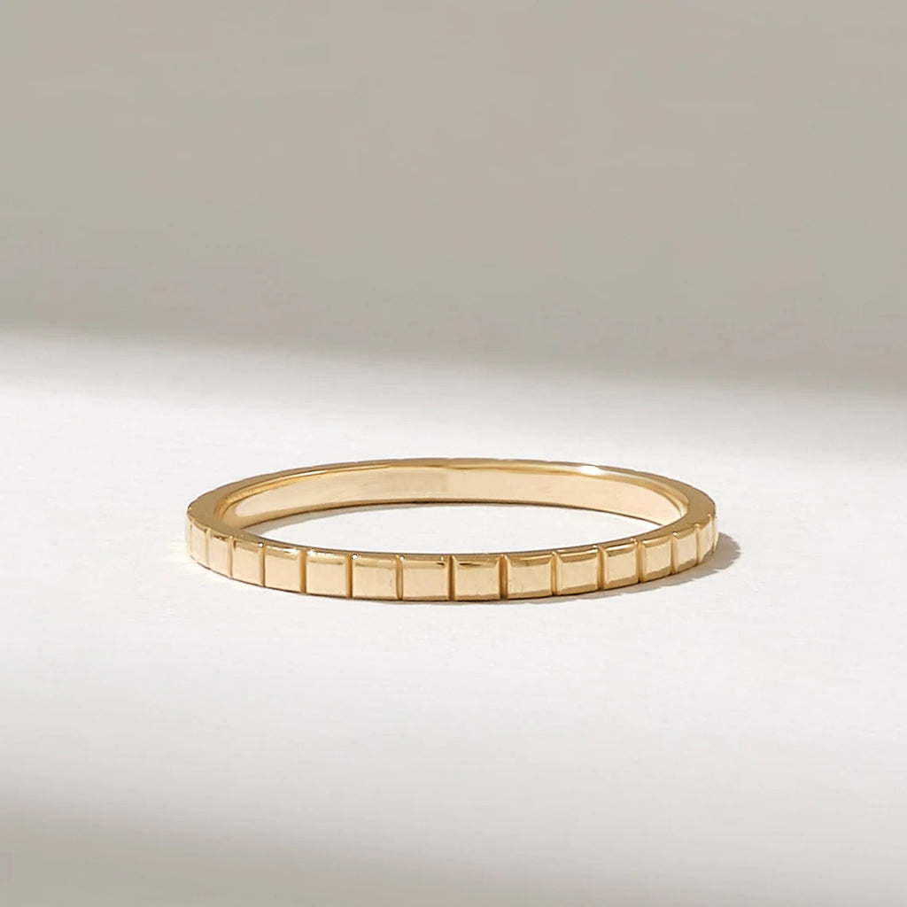 Solid Gold Golden Square Stacking Wedding Bands