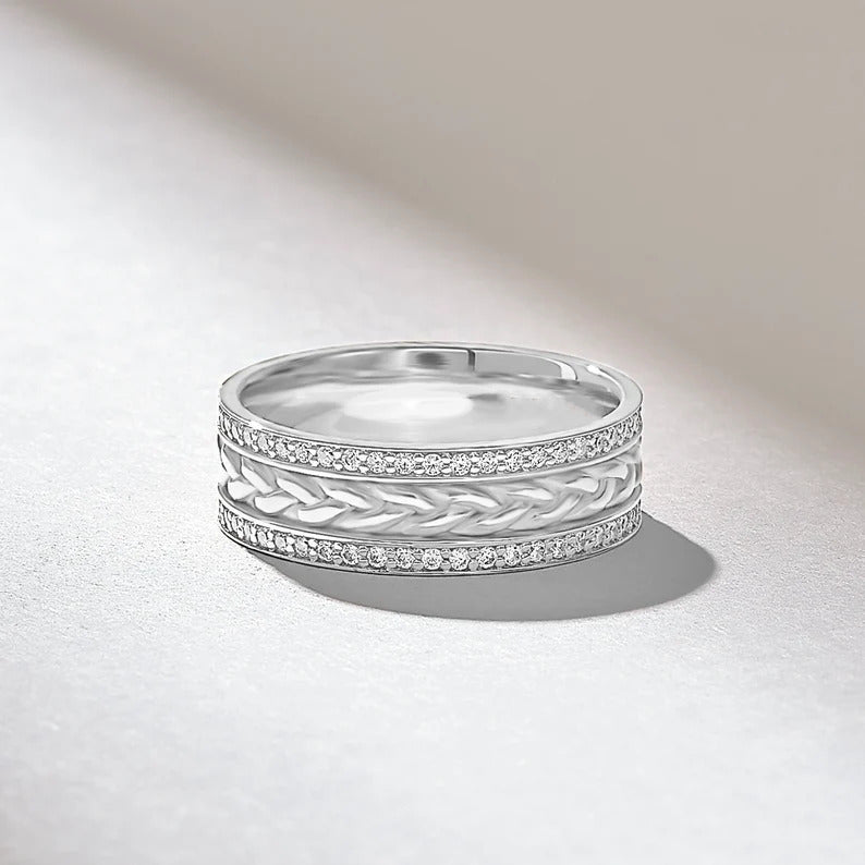 Solid Gold Pave Diamond Wedding Band (C3E403)