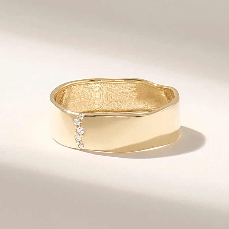 Solid Gold Wavy Wedding Band