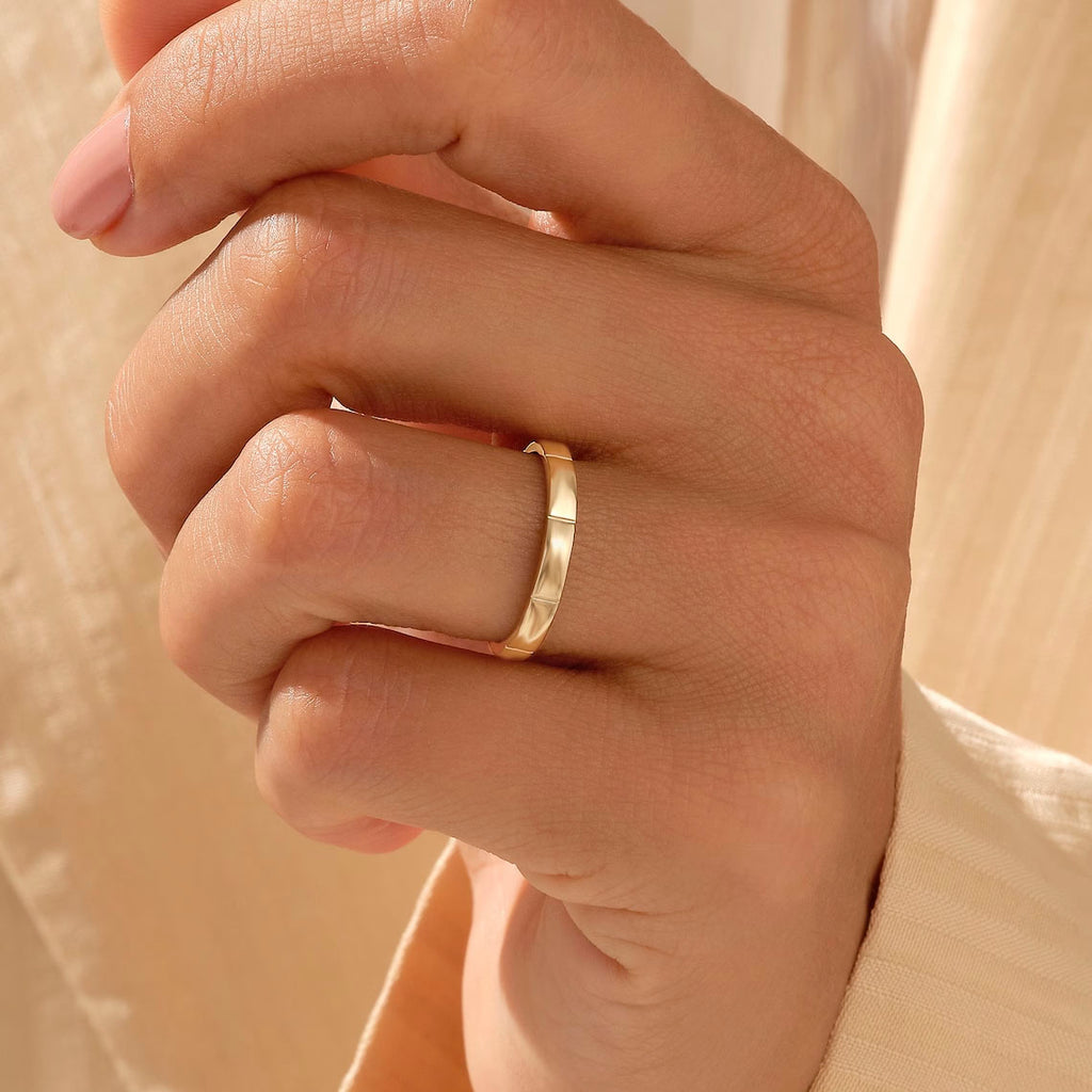 Solid Gold Rectangle Eternity Band Ring