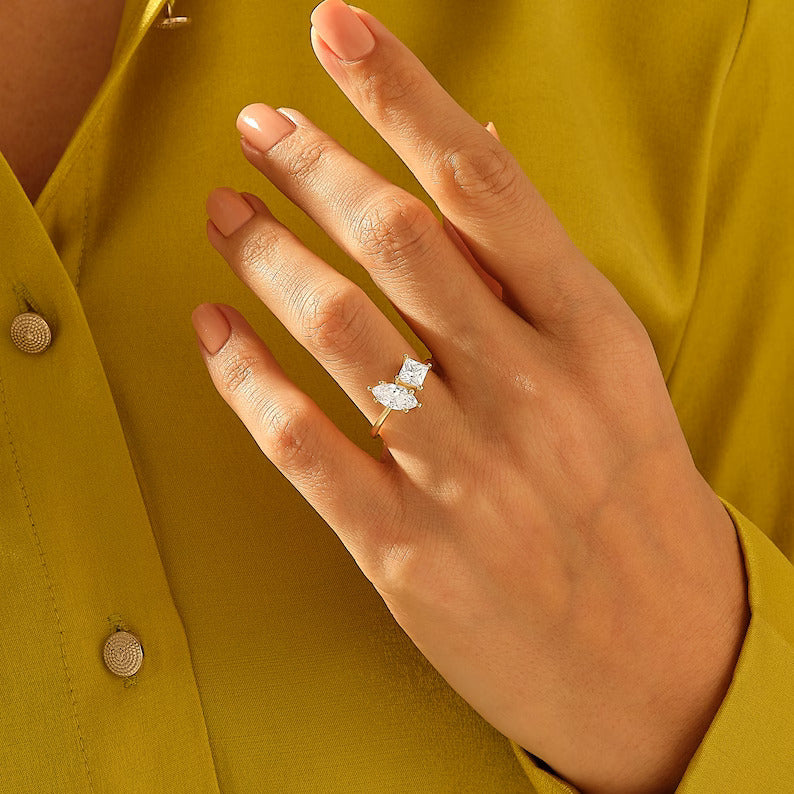 Solid Gold Toi Et Moi Diamond Ring