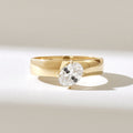 Solid Gold Oval Diamond Solitaire Bold Band Ring