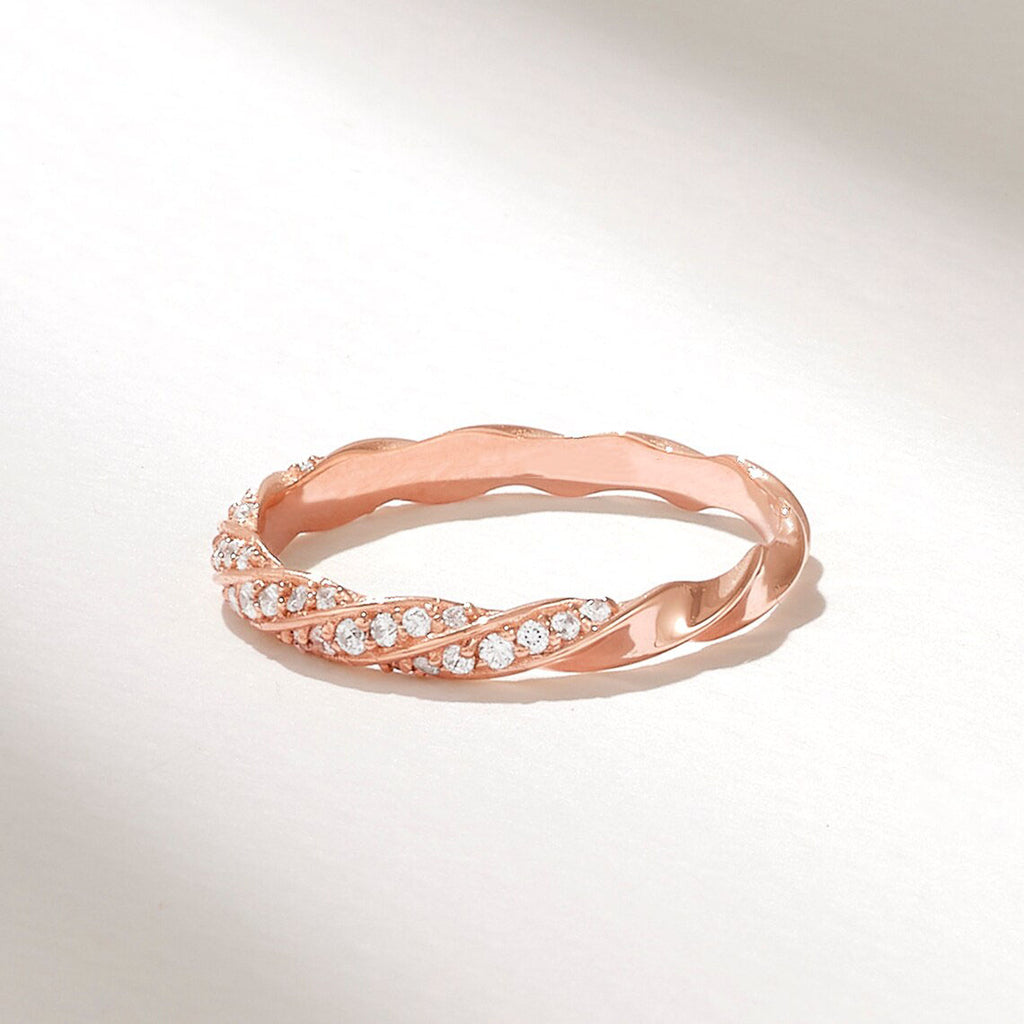 Solid Gold Diamond Twisted Half Eternity Ring