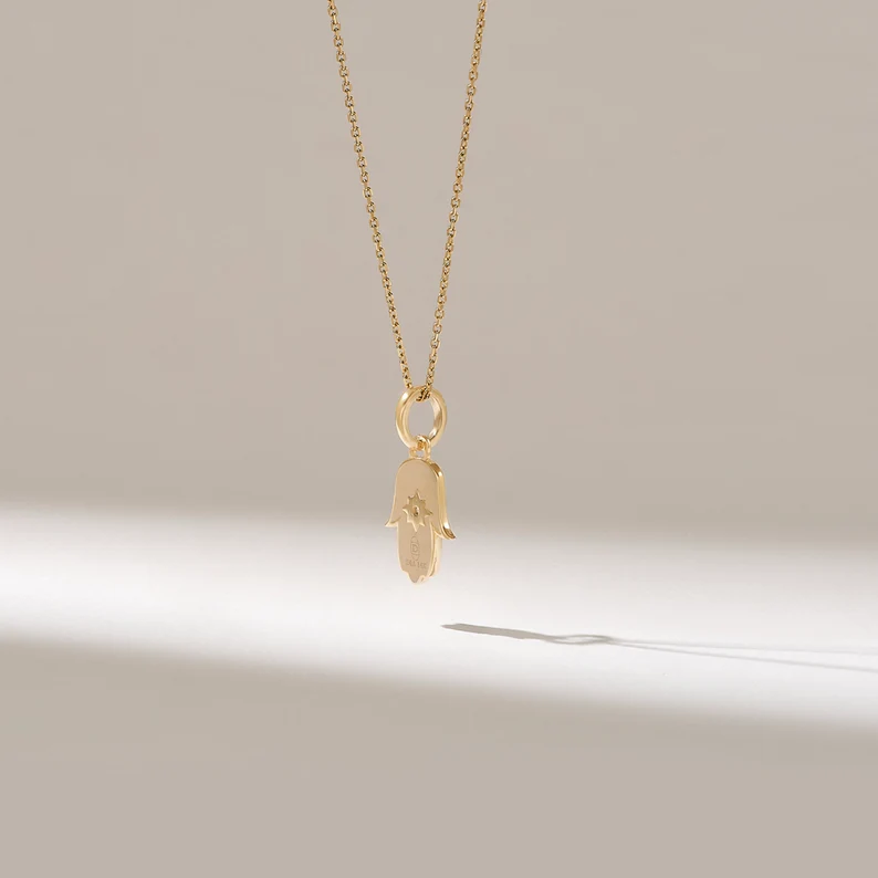 Solid Gold Hamsa Hand Pendant