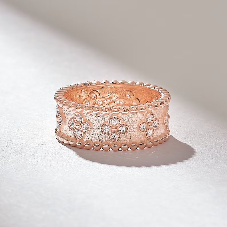 Solid Gold Byzantine Cross Wedding Band