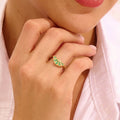 Solid Gold Pave Emerald Boho Ring