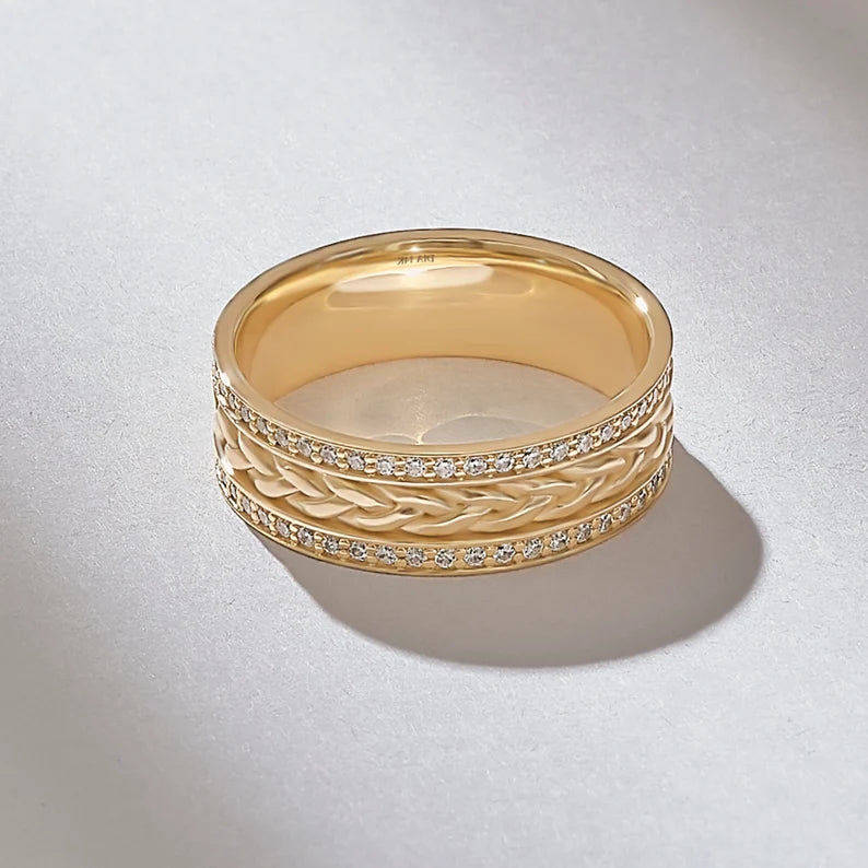 Solid Gold Pave Diamond Wedding Band (C3E403)