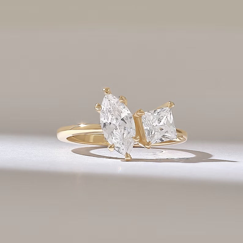 Solid Gold Toi Et Moi Diamond Ring