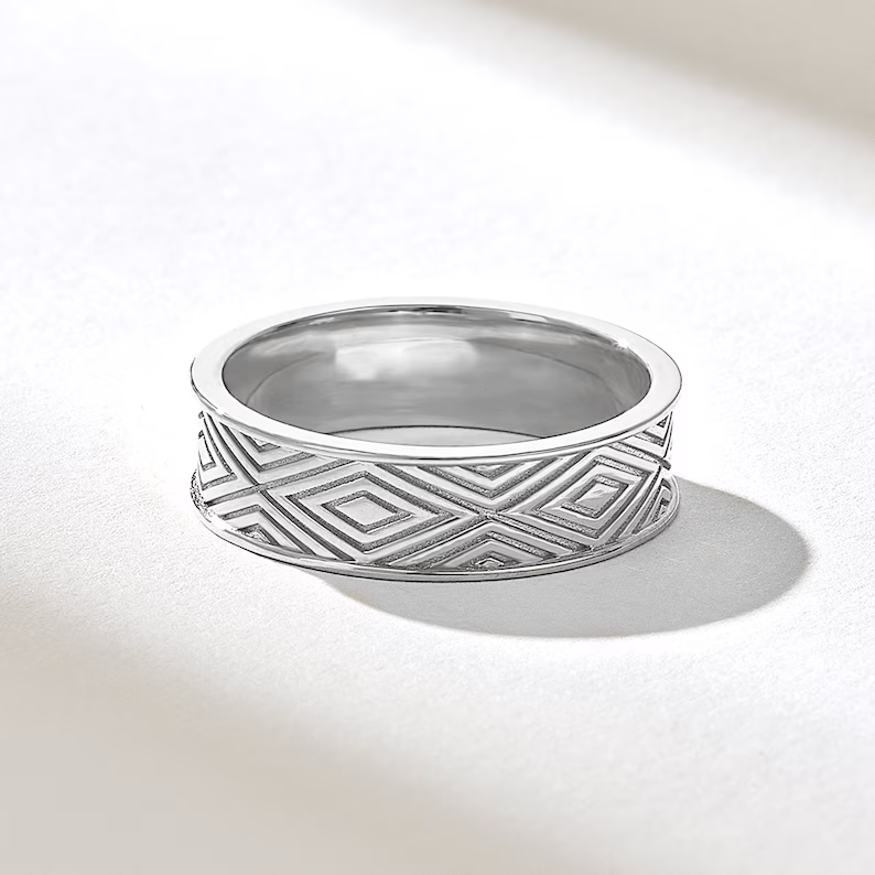 Solid Gold Patterned Wedding Band