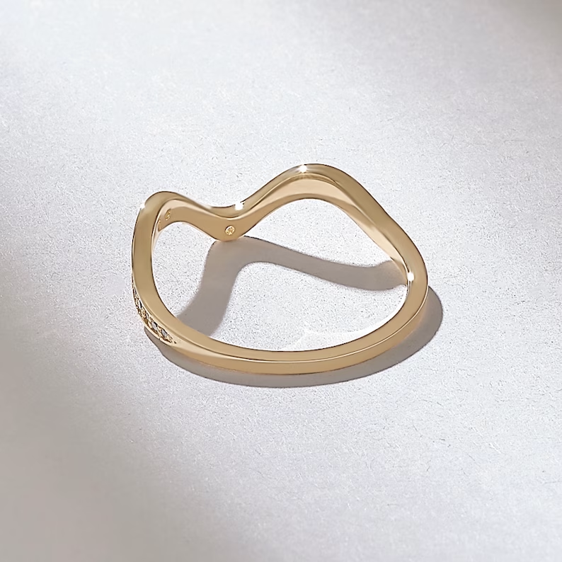 Solid Gold Diamond Alternating Pave Stacking Ring