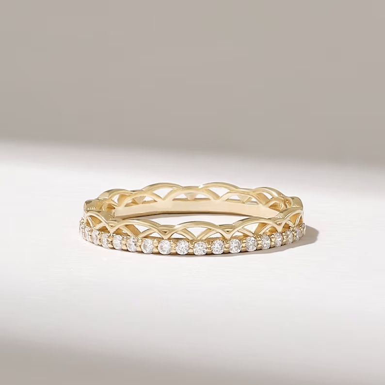 Solid Gold Celtic Knot Diamond Wedding Band