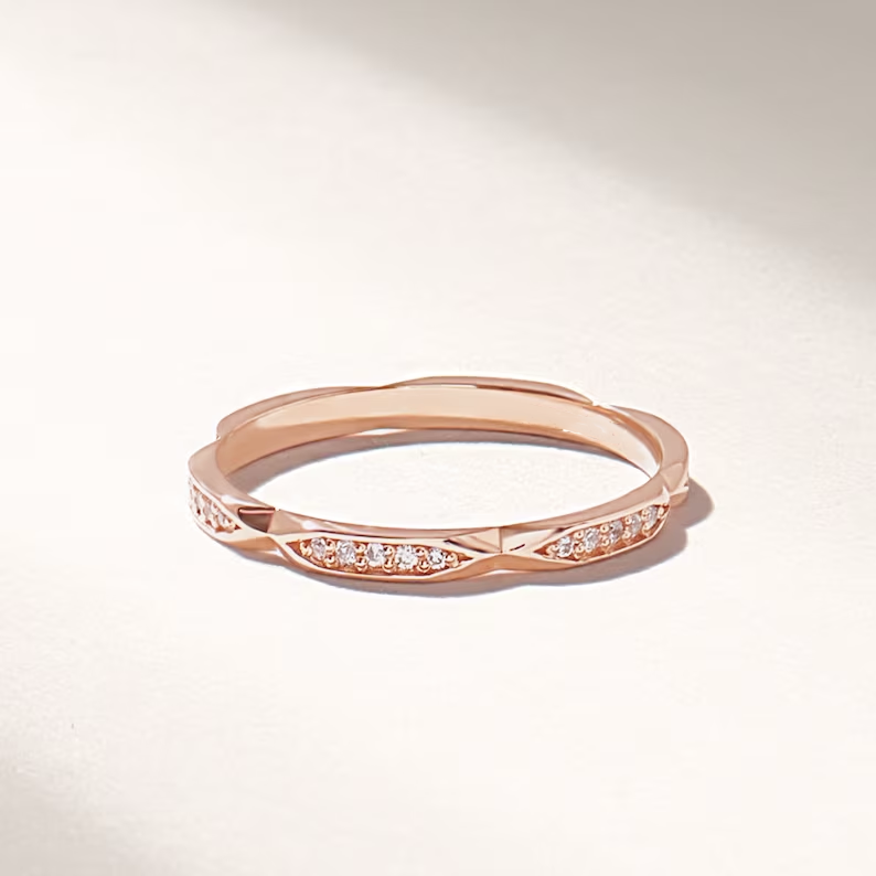 Solid Gold Pave Eternity Stacking Ring