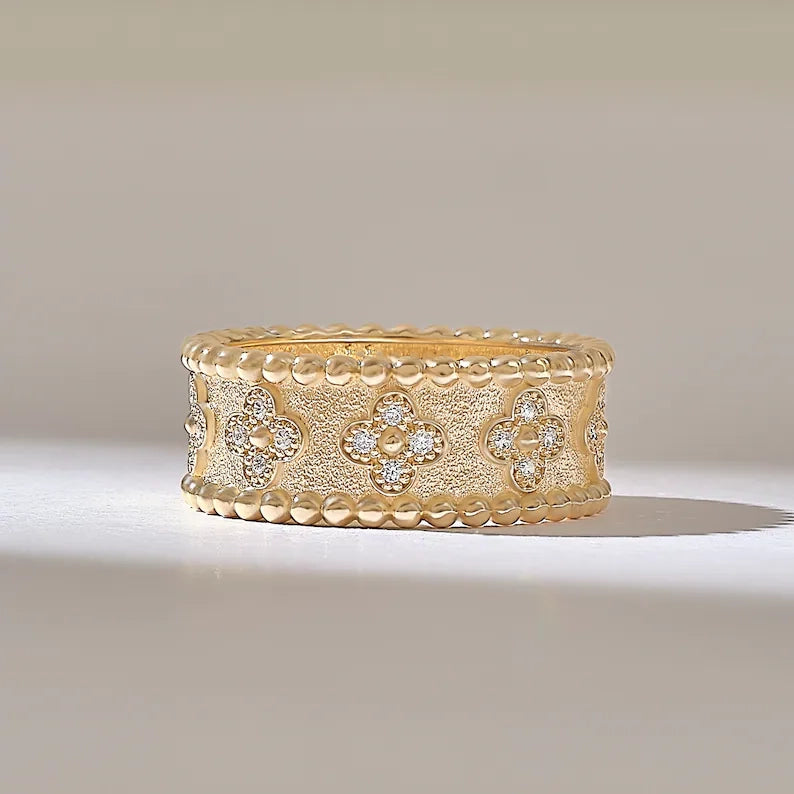 Solid Gold Byzantine Cross Wedding Band