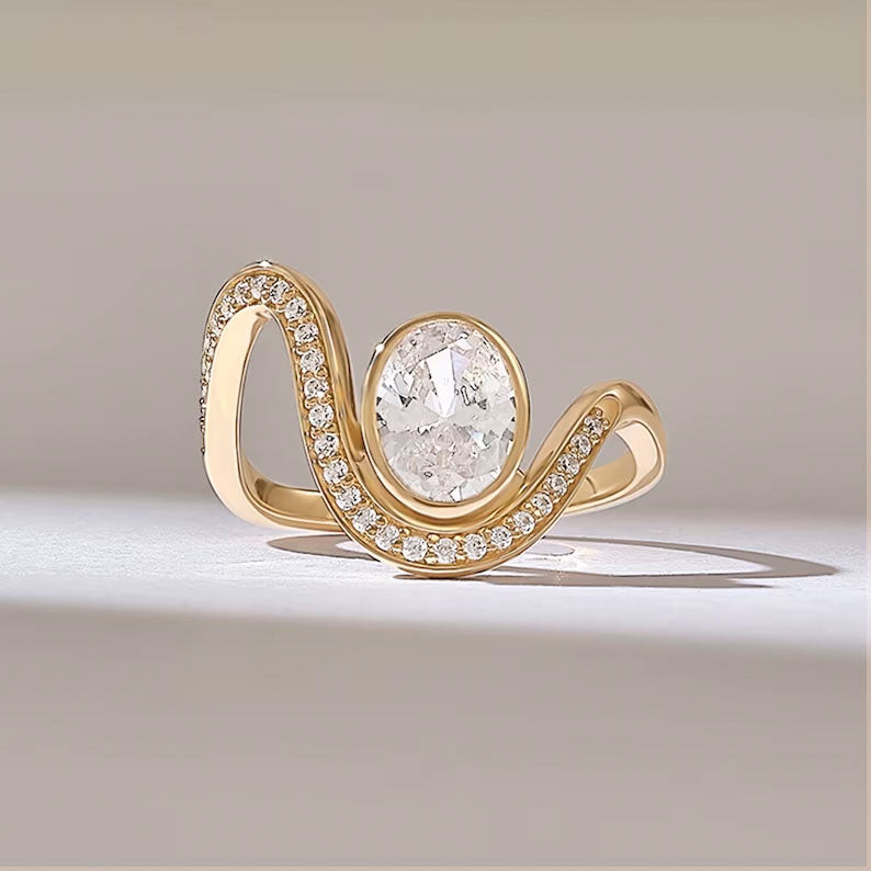 Solid Gold 1ct Oval Solitaire Diamond Ring