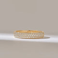 Solid Gold Micro Pave Diamond Wedding Band: Minimal 3.80MM Matching Ring