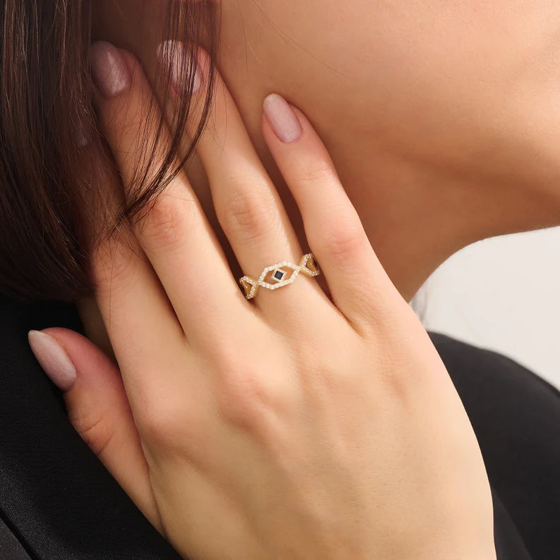 Solid Gold Natural Sapphire Ring
