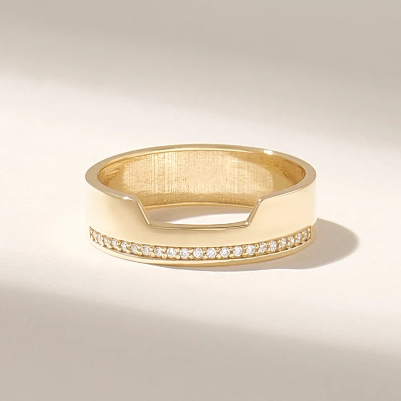 Solid Gold Diamond Half Eternity Wedding Band