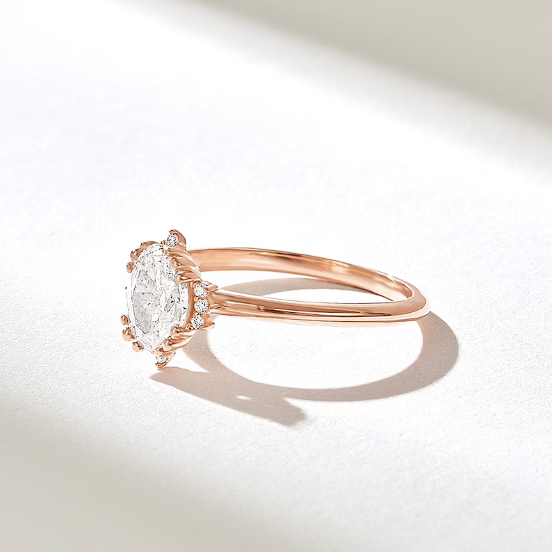 Solid Gold Solid Vintage Inspired Diamond Solitaire Engagement Ring