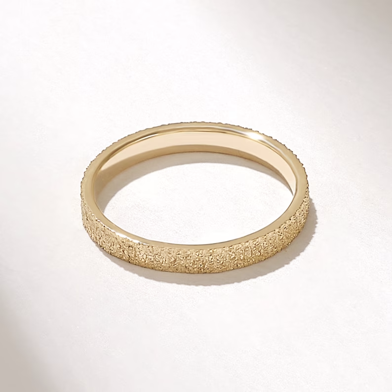 Solid Gold Matte Textured Wedding Band
