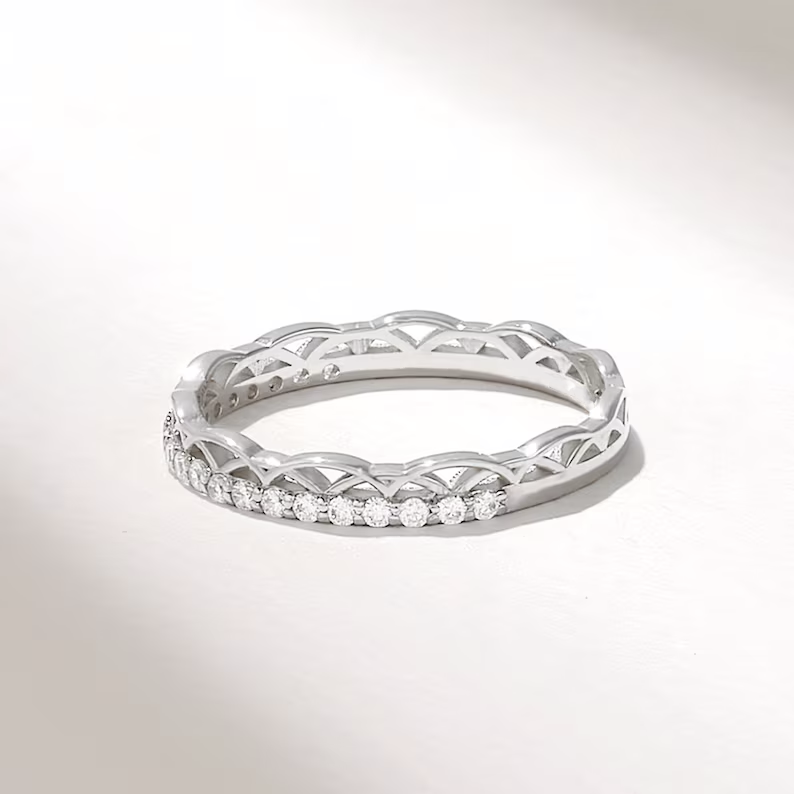 Solid Gold Celtic Knot Diamond Wedding Band