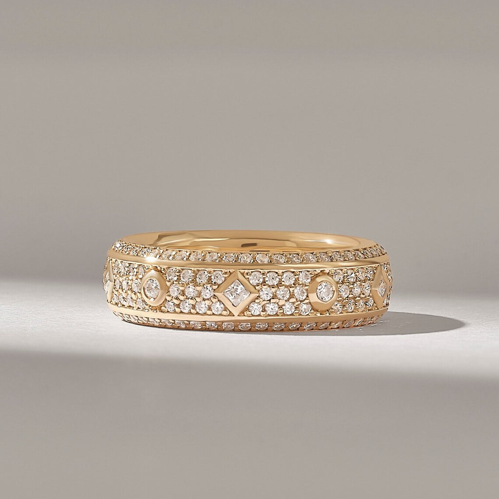 Solid Gold Micro Pave Diamond Eternity Wedding Band (08DF7E)