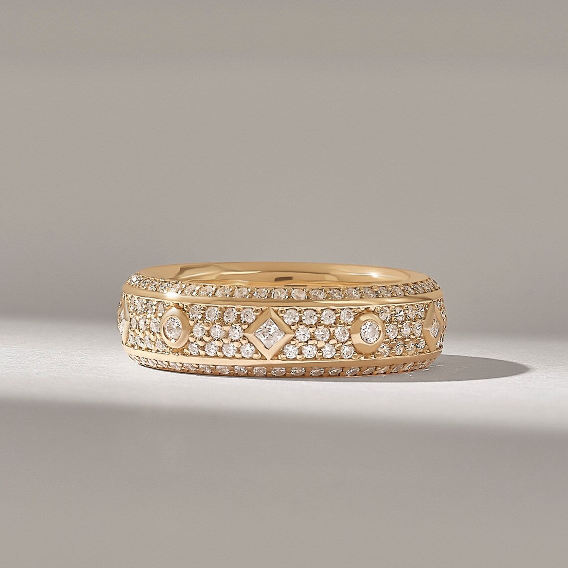 Solid Gold Micro Pave Diamond Eternity Wedding Band (08DF7E)