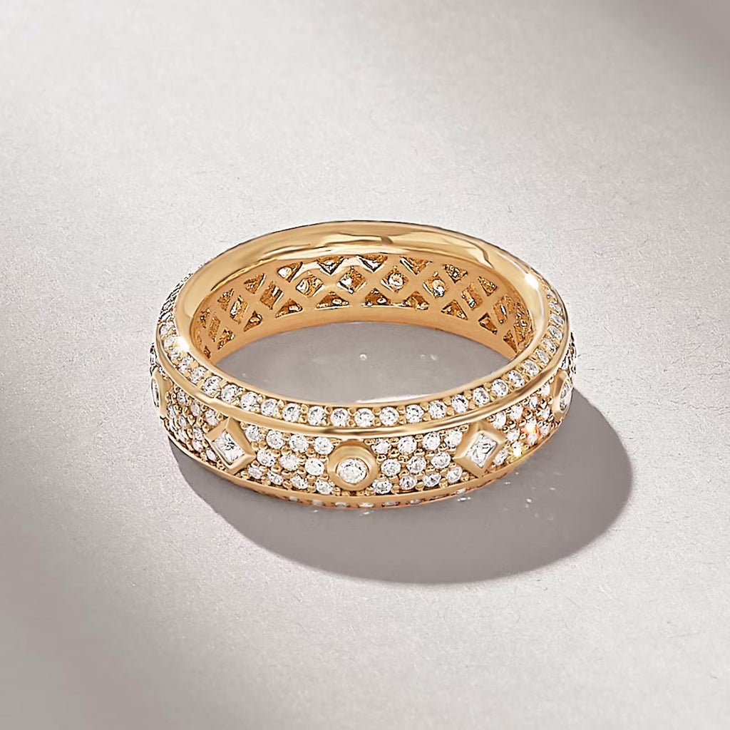 Solid Gold Micro Pave Diamond Eternity Wedding Band (08DF7E)