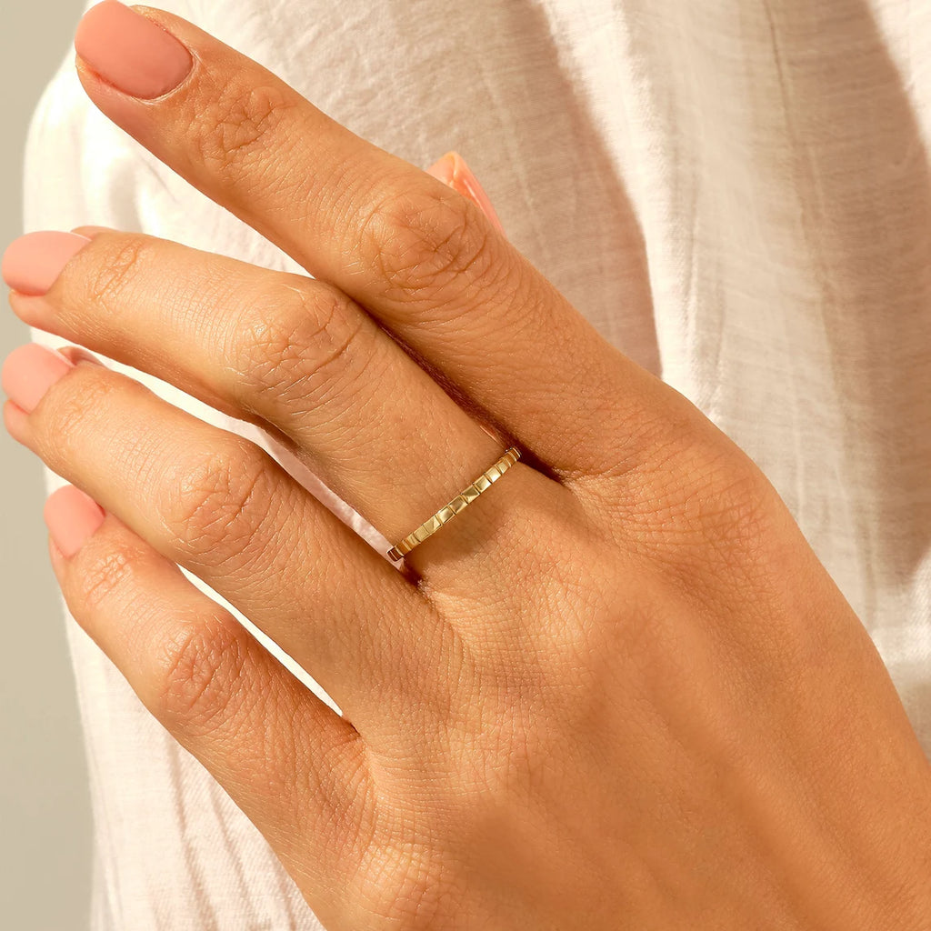 Solid Gold Golden Square Stacking Wedding Bands
