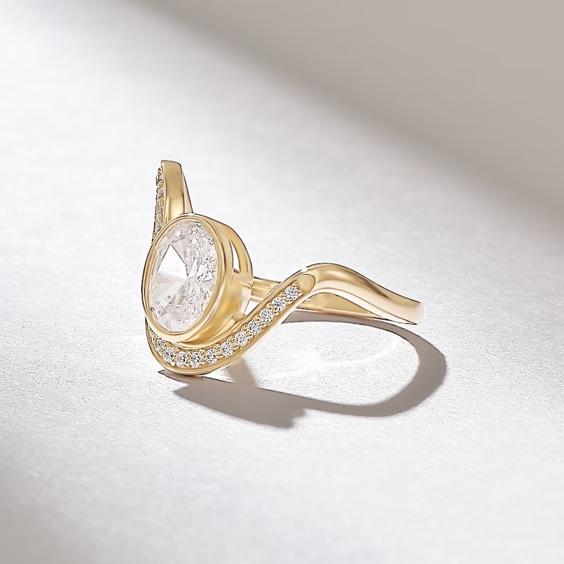 Solid Gold 1ct Oval Solitaire Diamond Ring