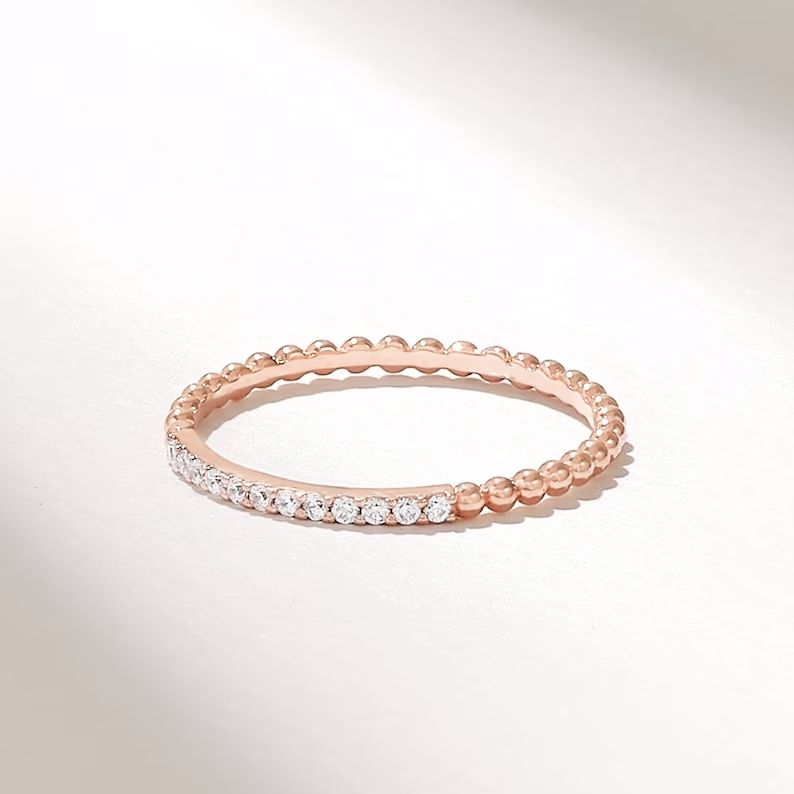 Solid Gold Tiny Ball Stacking Ring