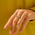 Solid Gold Ascending Pave Diamond Crossover Ring Unique X Design