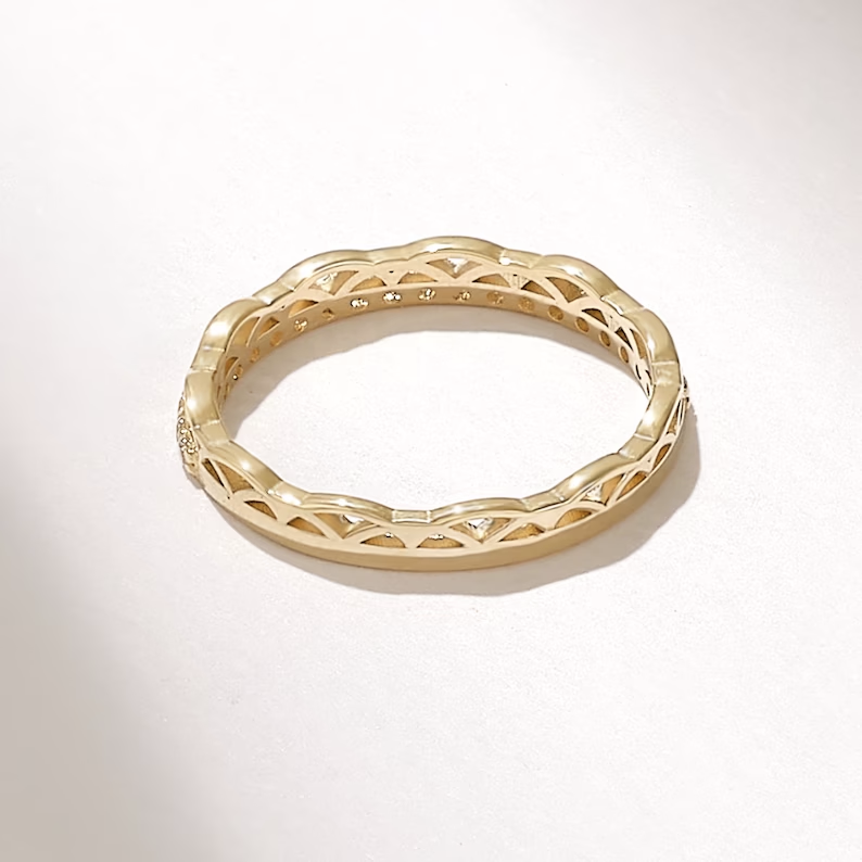 Solid Gold Celtic Knot Diamond Wedding Band