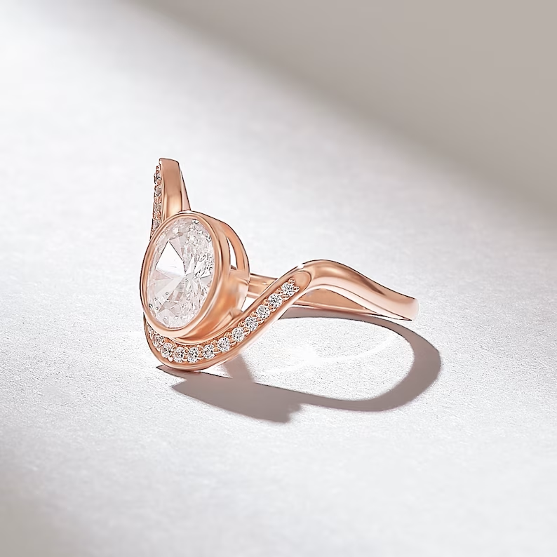 Solid Gold 1ct Oval Solitaire Diamond Ring