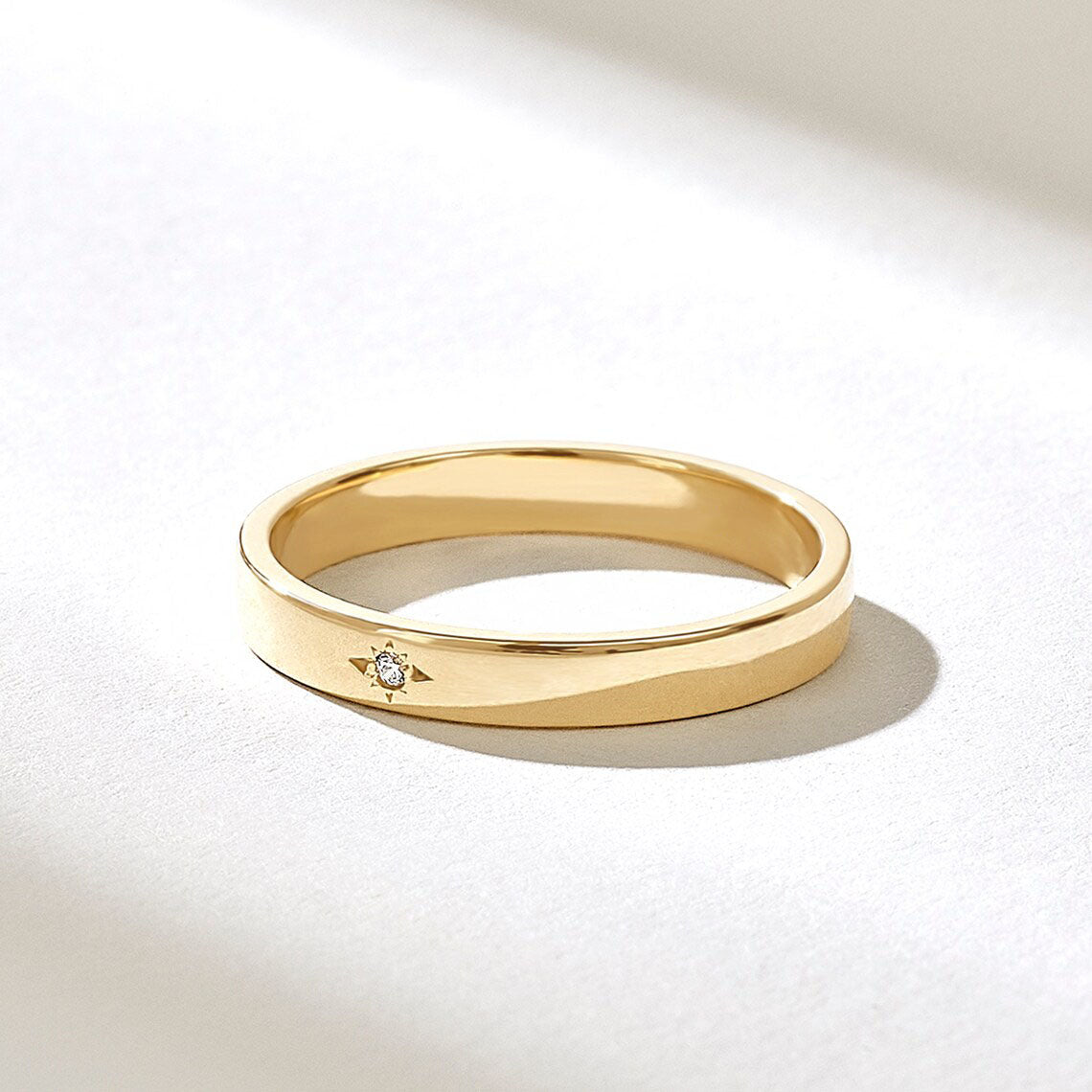 Solid Gold Simple Diamond Wedding Band