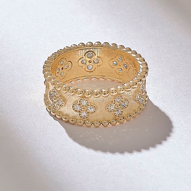 Solid Gold Byzantine Cross Wedding Band