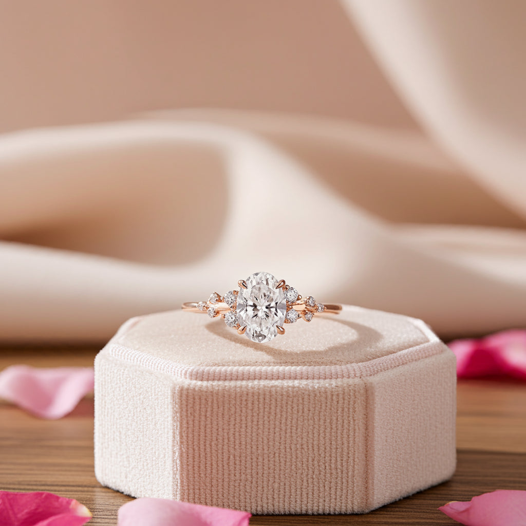 Solid Gold 1.28 CT Oval Cut Moissanite Engagement Ring