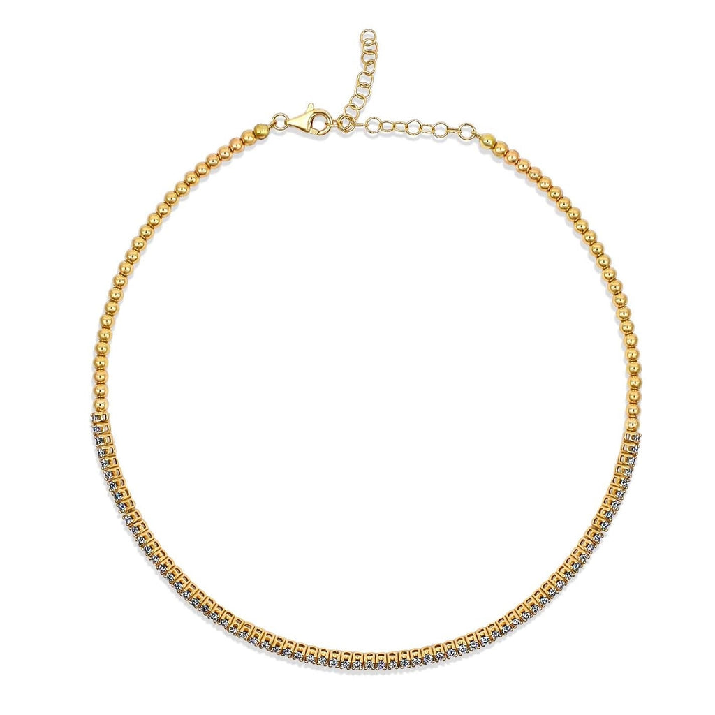 Solid Gold Aureum Contour 18K Gold Rigid Natural Diamond Tennis Choker