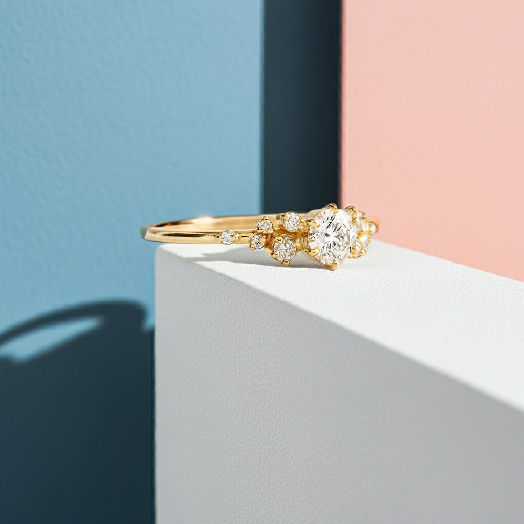Solid Gold Lab-Grown Diamond Ring with Closed Setting