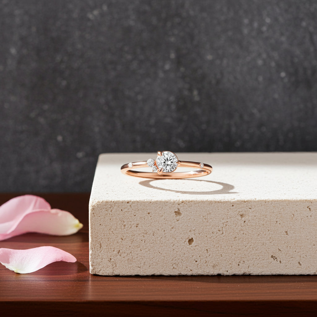 Solid Gold Round Cut Snowdrift Five Stone Simulated Diamond Ring