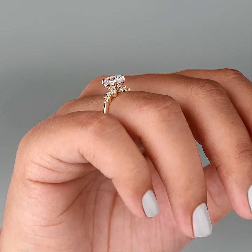 Solid Gold 1.28 CT Oval Cut Moissanite Engagement Ring