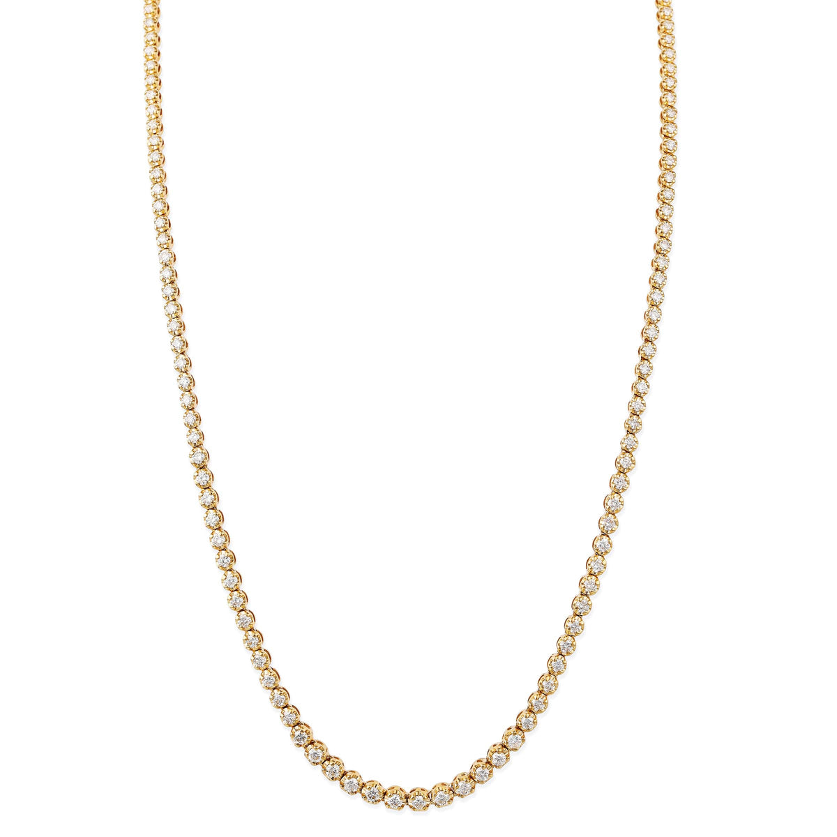Solid Gold Tennis Necklace La Florale Royale 18K Buttercup 12ct Natural Diamond