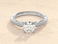 Solid Gold Round Cut 1 ct Lab Grown Diamond Pave Setting Ring (21FE6F)