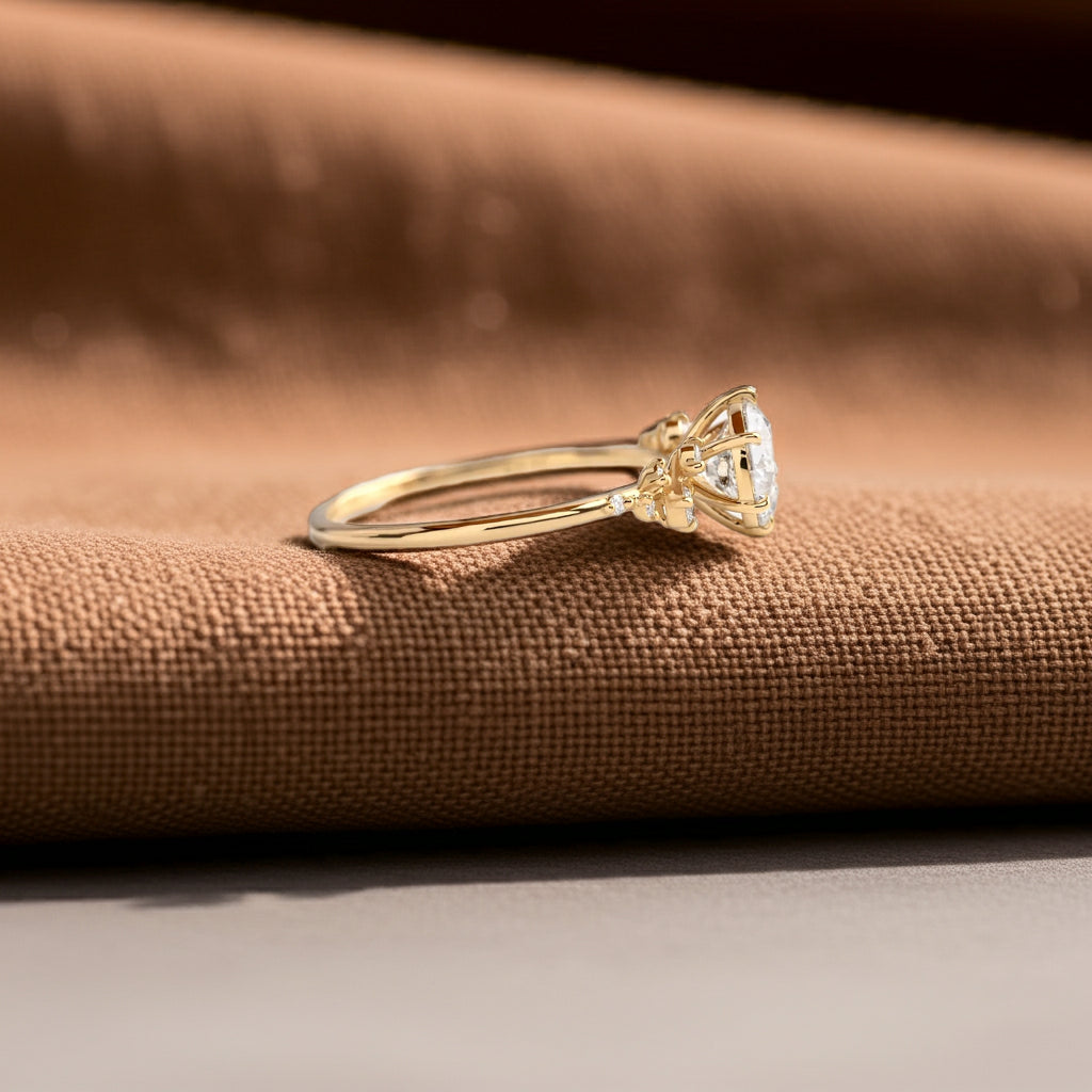Solid Gold Snowdrift Ring, 2ct. Round Cut Lab Diamond Ring